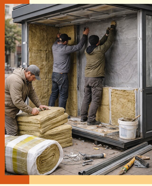 Утепление павильона шаурмы под ключ в Вязниках