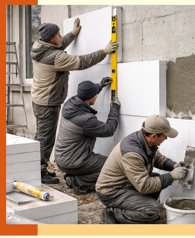 Утепление пенопластом наружных стен и фасадов в Вязниках