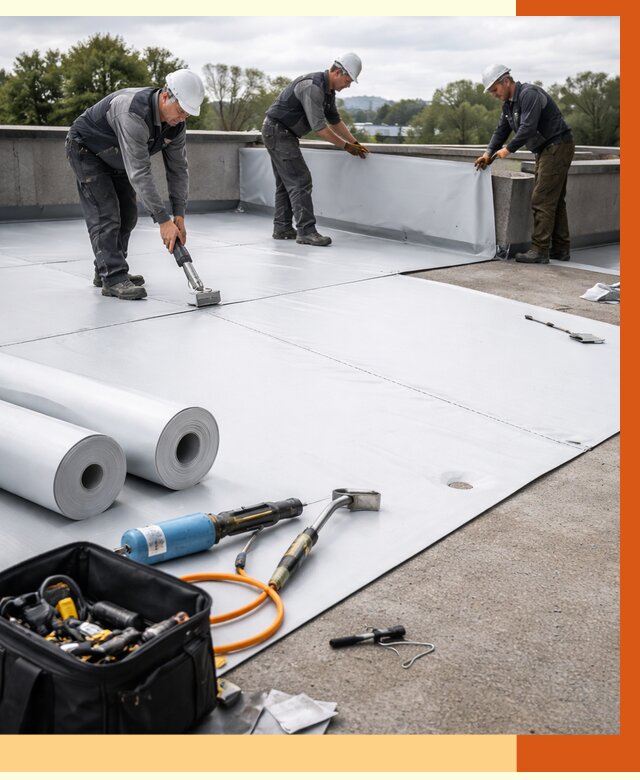 Гидроизоляция мембранной кровли в Вязниках от 8012 руб./м² — профессионально | ТепломастерВзн